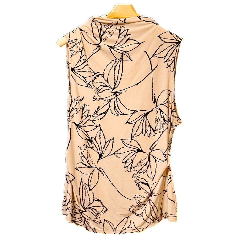 Calvin Klein MSRP $89 Beige Floral Print Blouse Sleeveless Top Breathable XL